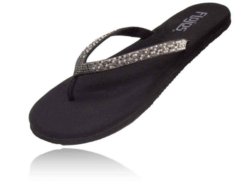 Flojos Rhinestone Strap Thong Sandal - Spark - Black (232)